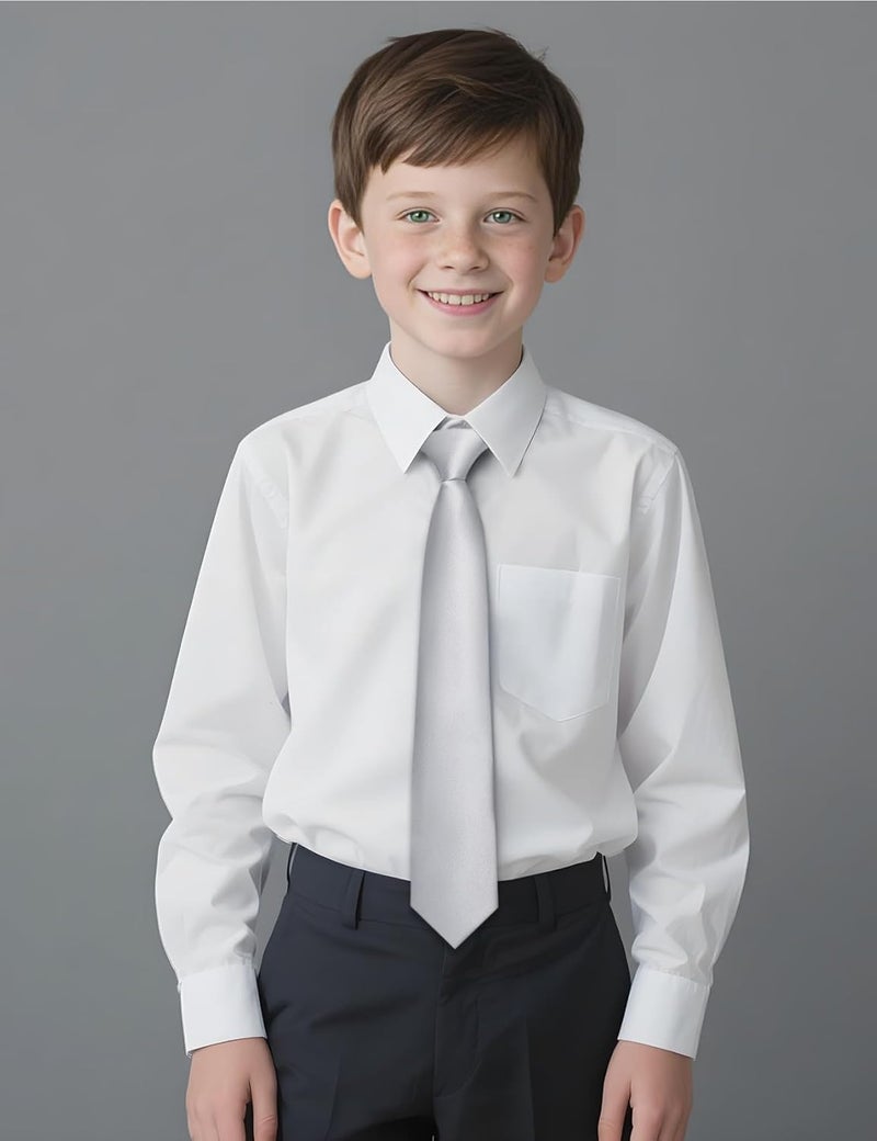 Ailisus Store Boys Tie Solid Color Silk Satin Pre-tied Kids Necktie for Age 8-12 Adjustable Formal Wedding School Graduation - Image 2